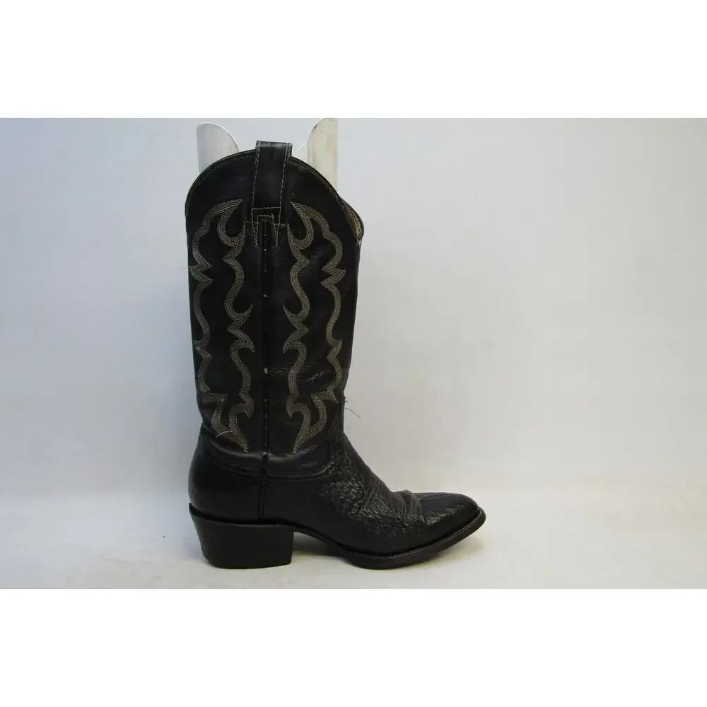 Unbranded Mens Size 8 D Black Leather Shark Skin Western Cowboy Boots